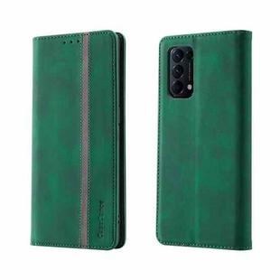 For OPPO Find X3 Lite Splicing Skin Feel Magnetic Leather Phone Case(Green)