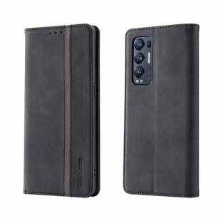 For OPPO Find X3 Neo Splicing Skin Feel Magnetic Leather Phone Case(Black)