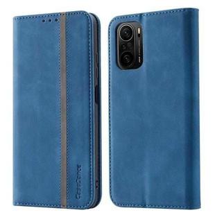 For Xiaomi Redmi K40 Pro Splicing Skin Feel Magnetic Leather Phone Case(Blue)
