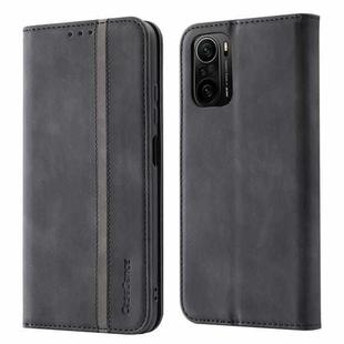 For Xiaomi Redmi K40 Pro Splicing Skin Feel Magnetic Leather Phone Case(Black)