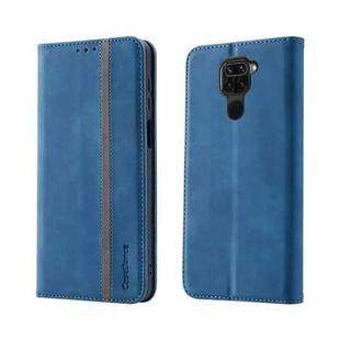 For Xiaomi Redmi Note 9 Splicing Skin Feel Magnetic Leather Phone Case(Blue)