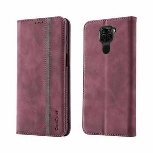For Xiaomi Redmi Note 9 Splicing Skin Feel Magnetic Leather Phone Case(Wine Red)