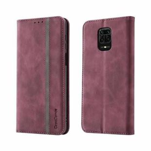 For Xiaomi Redmi Note 9 Pro Splicing Skin Feel Magnetic Leather Phone Case(Wine Red)