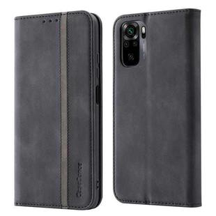 For Xiaomi Redmi Note 10 4G Splicing Skin Feel Magnetic Leather Phone Case(Black)