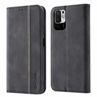 For Xiaomi Redmi Note 10 5G Splicing Skin Feel Magnetic Leather Phone Case(Black)