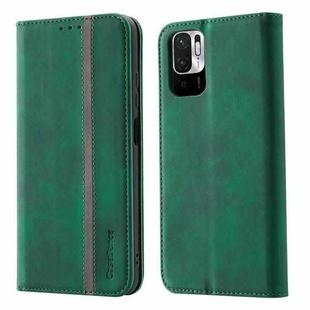 For Xiaomi Redmi Note 10 5G Splicing Skin Feel Magnetic Leather Phone Case(Green)