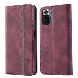 For Xiaomi Redmi Note 10 Pro 4G Splicing Skin Feel Magnetic Leather Phone Case(Wine Red)