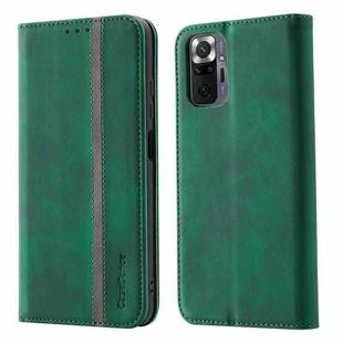 For Xiaomi Redmi Note 10 Pro 4G Splicing Skin Feel Magnetic Leather Phone Case(Green)
