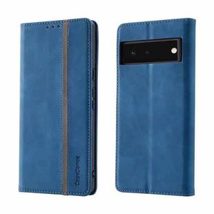 For Google Pixel 6 Pro Splicing Skin Feel Magnetic Leather Phone Case(Blue)