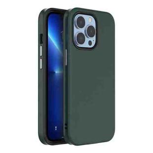 For iPhone 13 Mutural Plain Skin Leather + PC + TPU Phone Case(Dark Green)