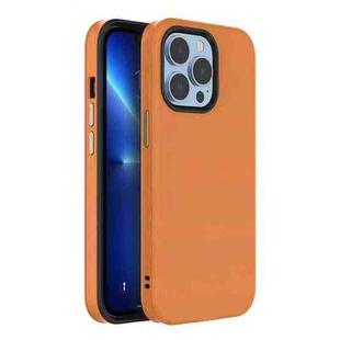 For iPhone 13 Mutural Plain Skin Leather + PC + TPU Phone Case(Orange)