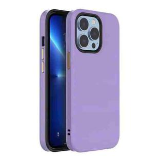 For iPhone 13 Mutural Plain Skin Leather + PC + TPU Phone Case(Purple)