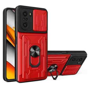 For Xiaomi Redmi K40/Poco F3/Mi 11i Sliding Camshield Card Phone Case(Red)