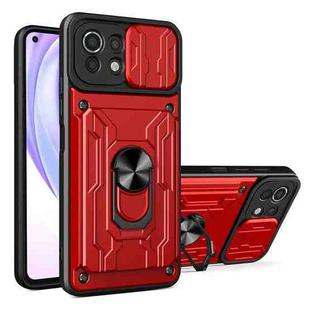 For Xiaomi Mi 11 Lite Sliding Camshield Card Phone Case(Red)