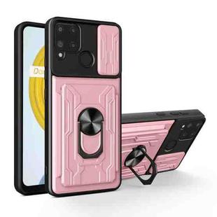 For OPPO Realme C25 / C15 Sliding Camshield Card Phone Case(Rose Gold)