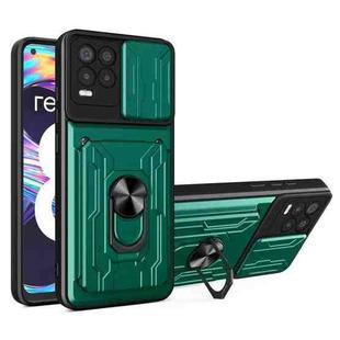 For OPPO Realme 8 / 8 Pro Sliding Camshield Card Phone Case(Dark Green)