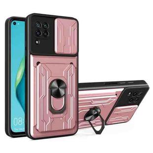 For Huawei P40 Lite Sliding Camshield Card Phone Case(Rose Gold)