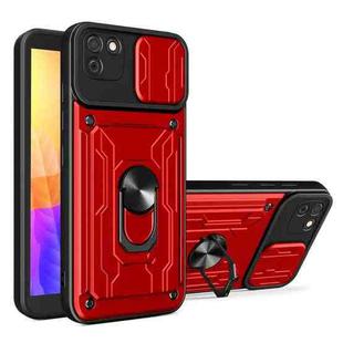 For Huawei Y5p Sliding Camshield Card Phone Case(Red)