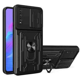 For Huawei Y8p Sliding Camshield Card Phone Case(Black)