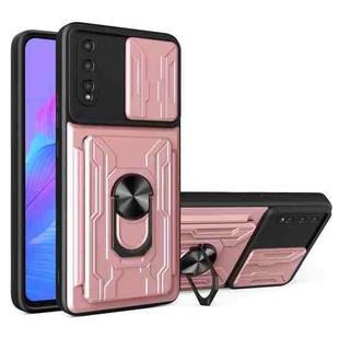 For Huawei Y8p Sliding Camshield Card Phone Case(Rose Gold)