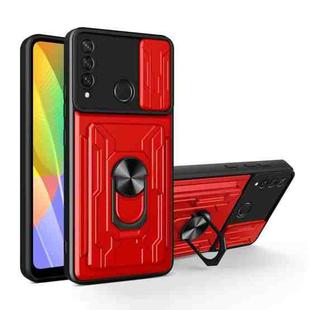For Huawei Y6p Sliding Camshield Card Phone Case(Red)