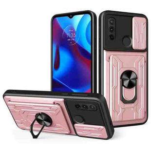 For Motorola G Pure Sliding Camshield Card Phone Case(Rose Gold)