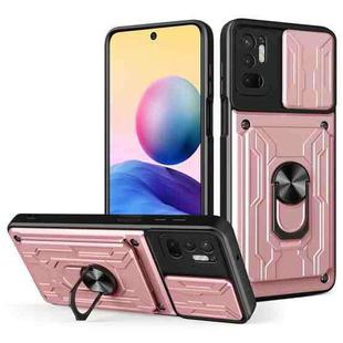 For Xiaomi Redmi Note 10 5G Sliding Camshield Card Phone Case(Rose Gold)