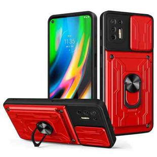 For Motorola Moto G9 Plus Sliding Camshield Card Phone Case(Red)