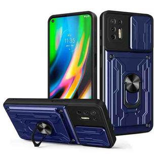 For Motorola Moto G9 Plus Sliding Camshield Card Phone Case(Blue)