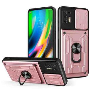 For Motorola Moto G9 Plus Sliding Camshield Card Phone Case(Rose Gold)
