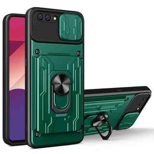 For OPPO A5 / A3S Sliding Camshield Card Phone Case(Dark Green)