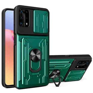 For Huawei Y6a Sliding Camshield Card Phone Case(Dark Green)