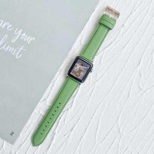 Lychee Top Layer Cowhide Watch Band For Apple Watch Series 9&8&7 41mm / SE 3&SE 2&6&SE&5&4 40mm / 3&2&1 38mm(Grass Green)