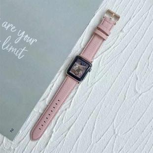 Lychee Top Layer Cowhide Watch Band For Apple Watch Series 9&8&7 41mm / SE 3&SE 2&6&SE&5&4 40mm / 3&2&1 38mm(Pink Purple)