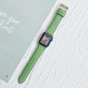 Lychee Top Layer Cowhide Watch Band For Apple Watch Ultra 49mm&Watch Ultra 2 49mm / Series 9&8&7 45mm / SE 3&SE 2&6&SE&5&4 44mm / 3&2&1 42mm(Grass Green)