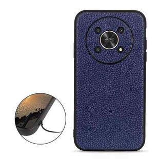 For Honor X30 / X40 GT Accurate Hole Litchi Texture Genuine Leather Shockproof Phone Case(Blue)