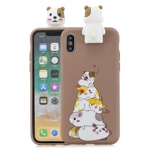 For iPhone X / XS Cartoon Shockproof TPU Protective Case with Holder(Hamsters)