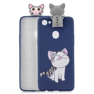 For OPPO F7 Cartoon Shockproof TPU Protective Case with Holder(Cat)