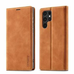 For Samsung Galaxy S22 LC.IMEEKE Soft PU + TPU Magnetic Skin-friendly Feeling Leather Phone Case(Dack Brown)
