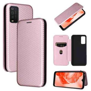 For TCL 205 Carbon Fiber Texture Horizontal Flip Leather Phone Case(Pink)