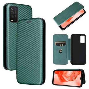 For TCL 205 Carbon Fiber Texture Horizontal Flip Leather Phone Case(Green)