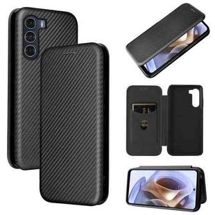 For Motorola Moto G200 5G / Edge S30 Carbon Fiber Texture Horizontal Flip Leather Phone Case(Black)