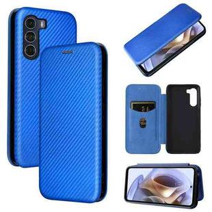 For Motorola Moto G200 5G / Edge S30 Carbon Fiber Texture Horizontal Flip Leather Phone Case(Blue)