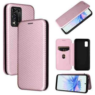 For ZTE Libero 5G II Carbon Fiber Texture Horizontal Flip Leather Phone Case(Pink)