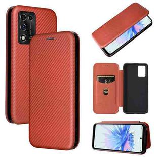 For ZTE Libero 5G II Carbon Fiber Texture Horizontal Flip Leather Phone Case(Brown)