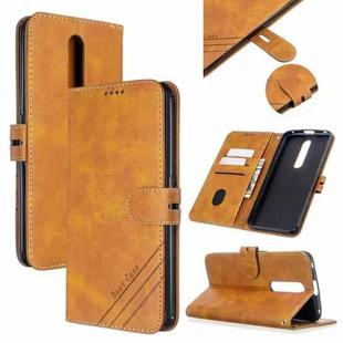 For OPPO F11 Pro Stitching Style 2-Color Cow Texture Horizontal Flip PU Leather Case with Holder & Card Slot & Lanyard(Yellow)