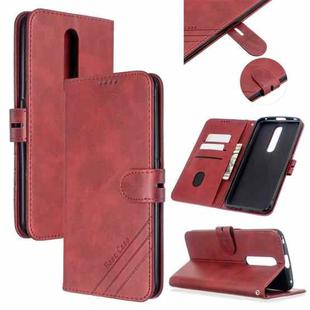 For OPPO F11 Pro Stitching Style 2-Color Cow Texture Horizontal Flip PU Leather Case with Holder & Card Slot & Lanyard(Red)