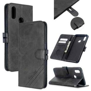 For OPPO Realme 3 Stitching Style 2-Color Cow Texture Horizontal Flip PU Leather Case with Holder & Card Slot & Lanyard(Black)