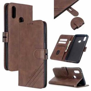 For OPPO Realme 3 Pro Stitching Style 2-Color Cow Texture Horizontal Flip PU Leather Case with Holder & Card Slot & Lanyard(Brown)