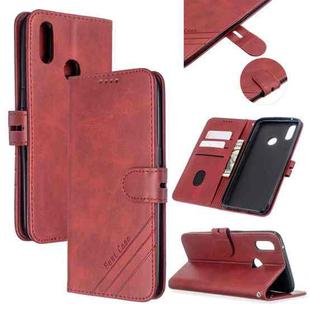 For OPPO Realme 3 Pro Stitching Style 2-Color Cow Texture Horizontal Flip PU Leather Case with Holder & Card Slot & Lanyard(Red)